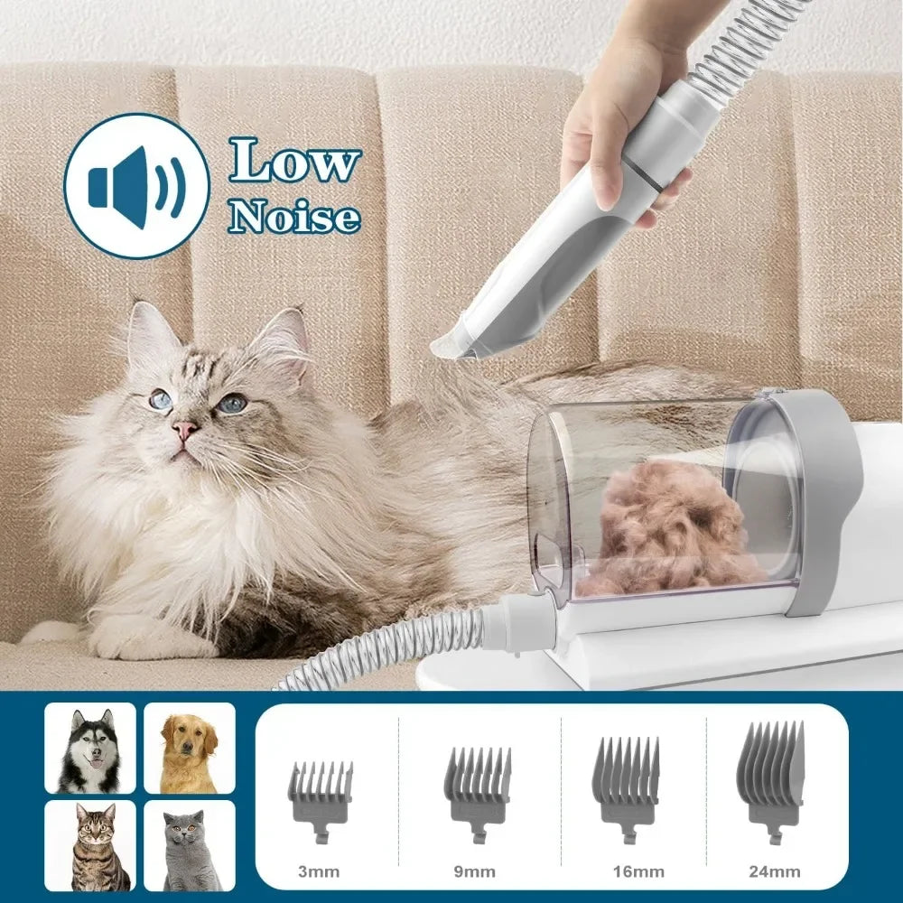 Dog Grooming Kit for Pet Include 4 Hair Clipper Combs 2.5L Vacuum Cleaner and 5 Pet Grooming Tools for Shedding, Low Noise