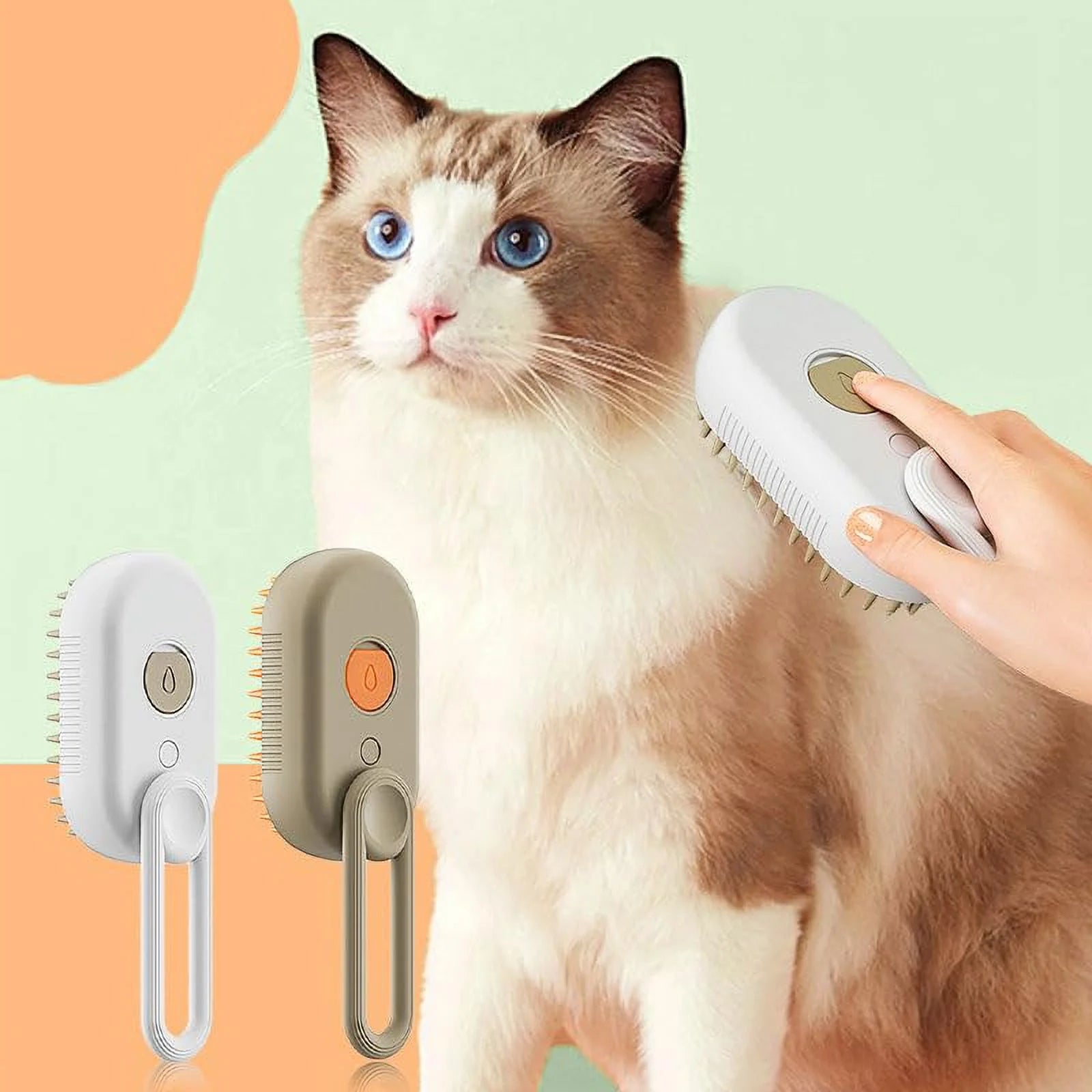 Cat Steam Brush, 3 in 1 Self Cleaning Cat Steamy Pet Brush Steamer Brush for Massage for Removing Tangled and Loosse Hair (Light Green)