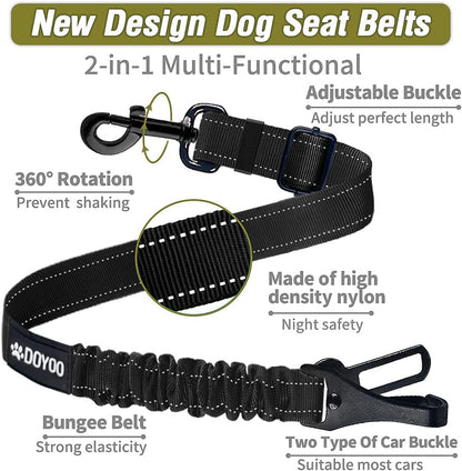 Dog Seat Belt,New 2-In-1 Multi-Functional Dog Car Seatbelts 2 Pack Pet Car Seat Belts Adjustable Heavy Duty & Elastic Reflective Vehicle Dog Car Harness