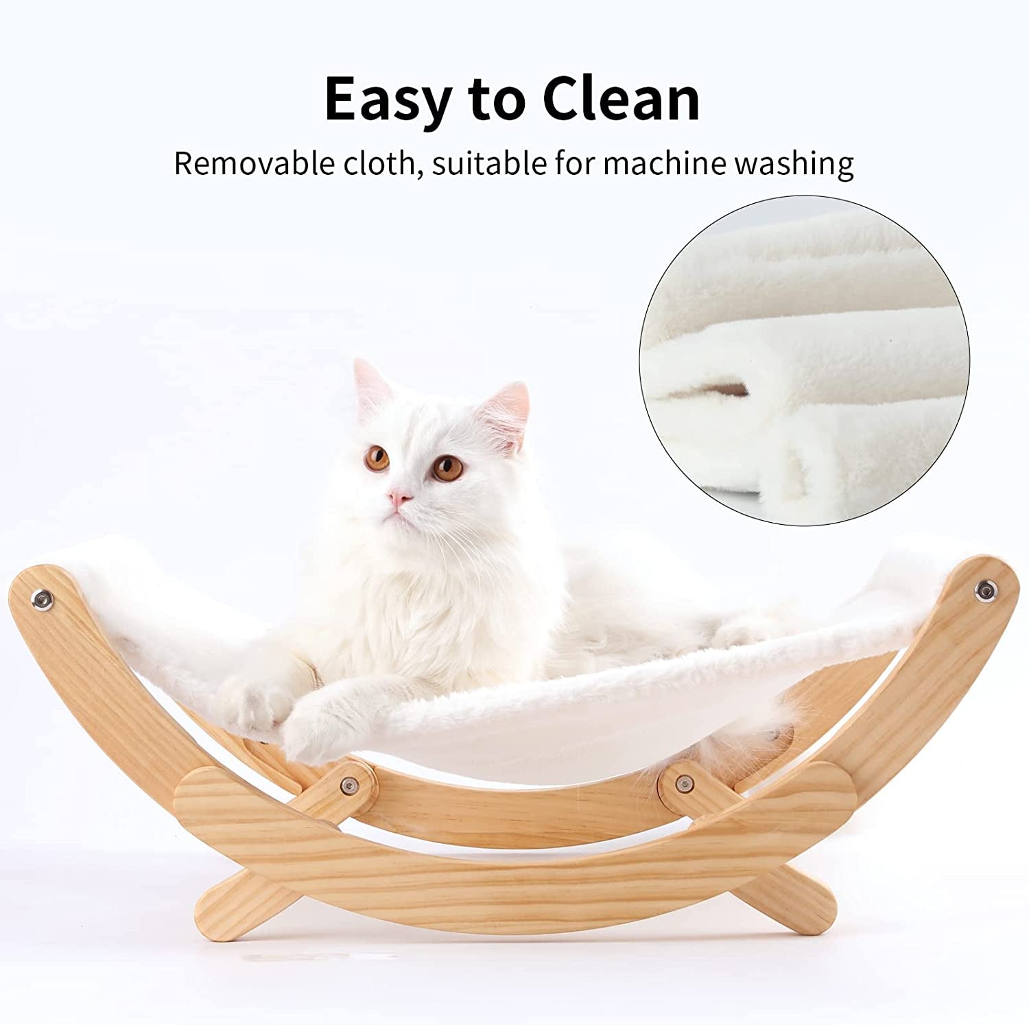 Cat Hammock, New Moon Cat Swing Chair, Elevated Cat Bed for Indoor Cats, Cat Furniture Gift for Cat or Small Dog, Upgrade White