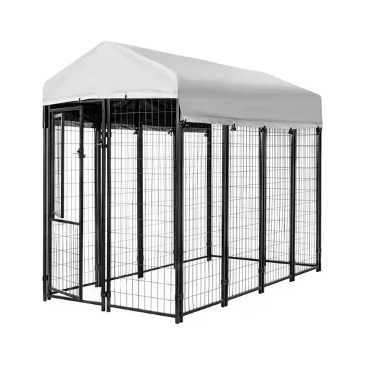 Black Welded Wire Dog Kennel, 8 Ft. X 4 Ft. X 6 Ft